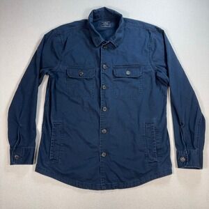 Abercrombie &‎ Fitch Heavyweight Shirt Men's L Navy Flap Pocket Cotton Button Up